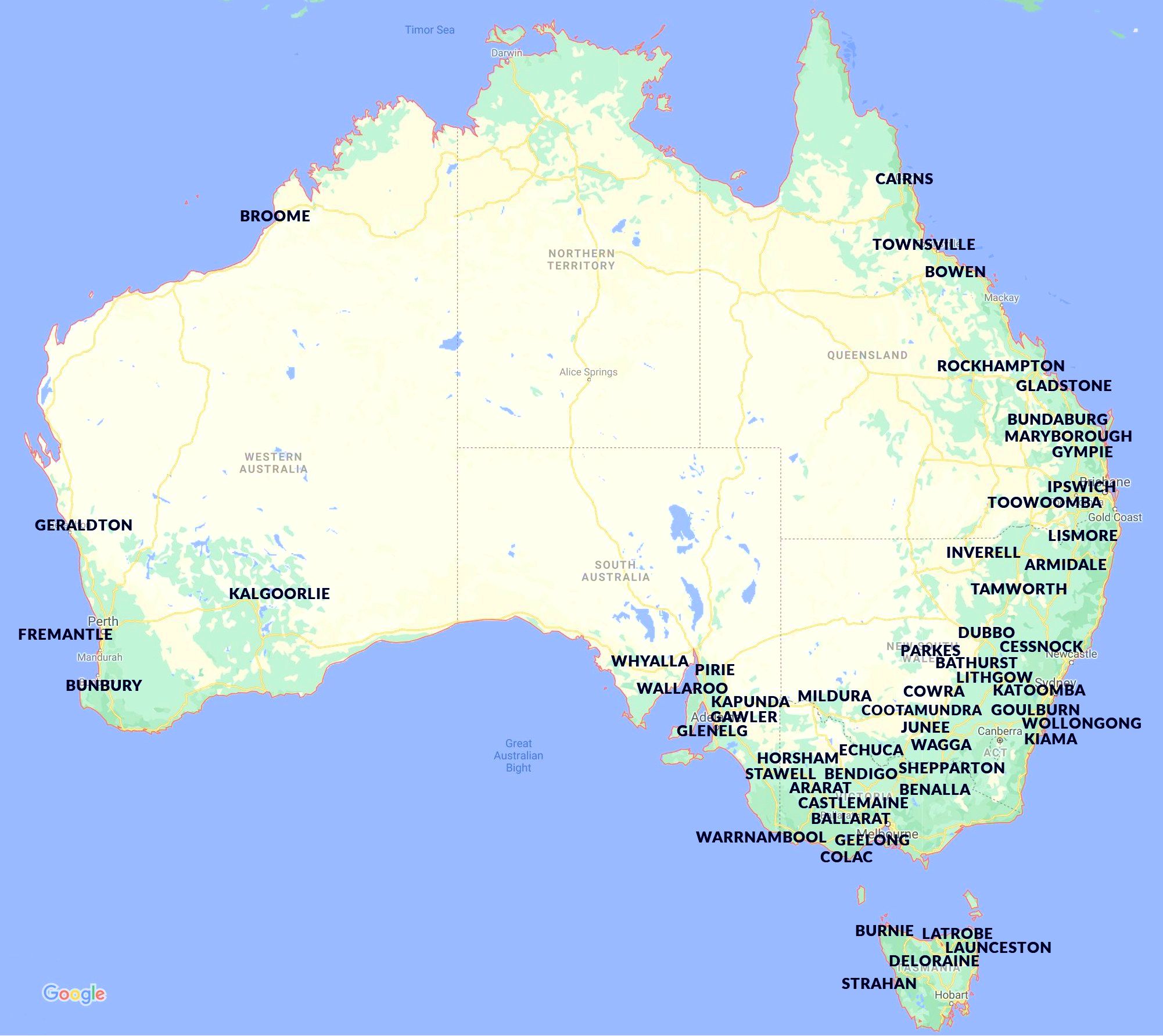 Australian towns that gave names to corvettes